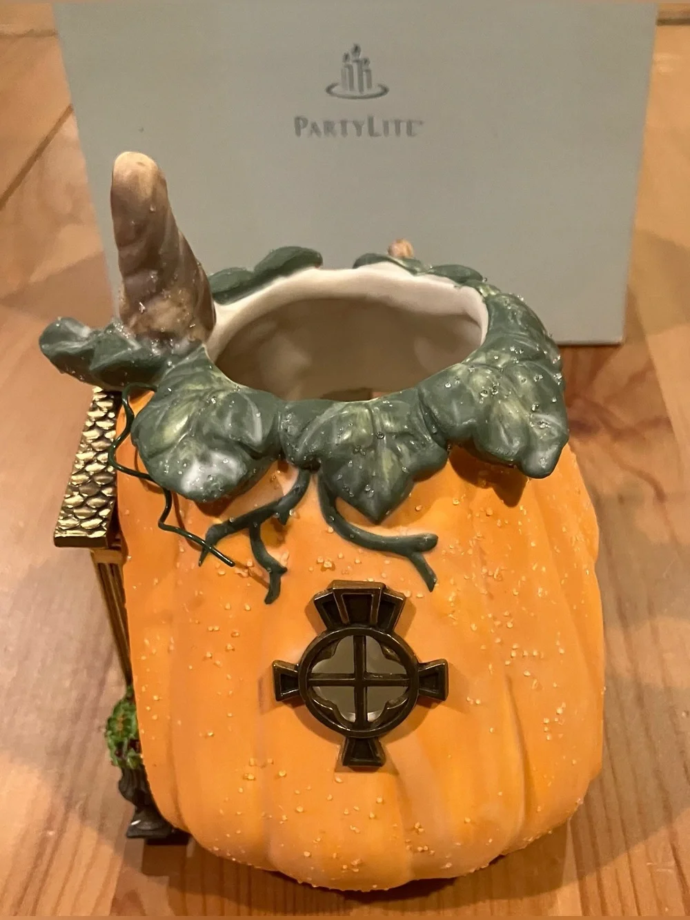 NEW PartyLite Ceramic Pumpkin Cottage Candle Holder #1 Fairy House Candle Holder - Picture 13 of 14